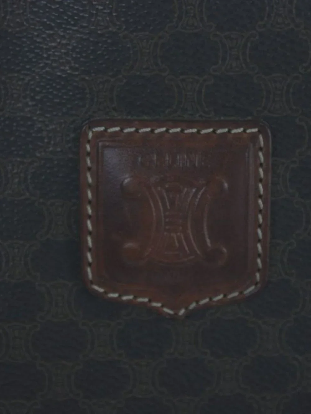 Celine Vintage Tote Hand Leather Macadam Triomphe Logo All Over Pattern Brown - Picture 6 of 7